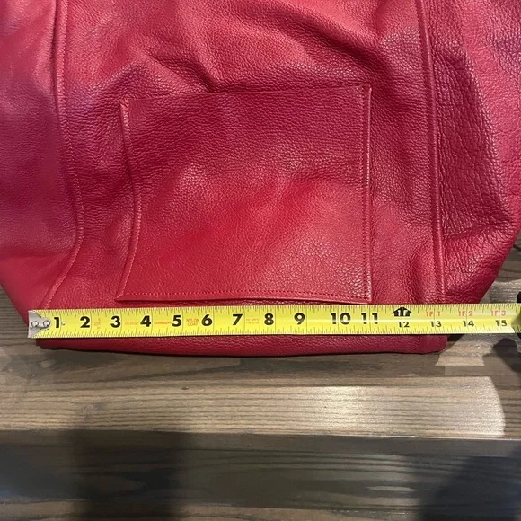 NWT Zara Red Leather Shopper Tote Bag - Picture 12 of 17